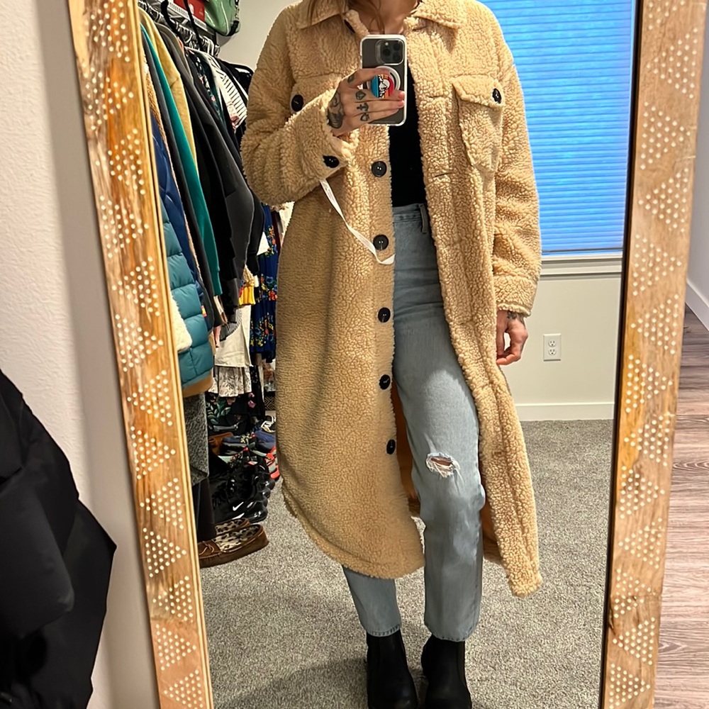 Long teddy bear coat new